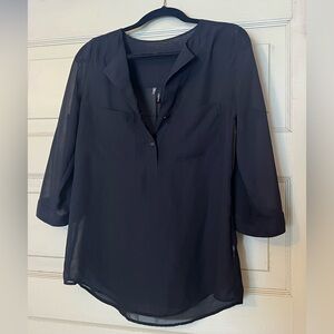 ✅ 5/$25 Maurices small Black sheer blouse top 3/4 sleeve lose fit dressy pockets